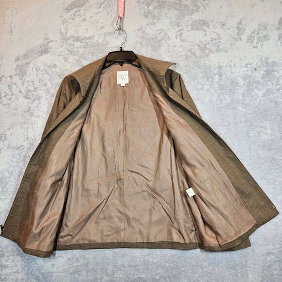 Clifford & Wills Pant Suit Set Womens 12 brown wool zip jacket pleat career cuff - Picture 5 of 15